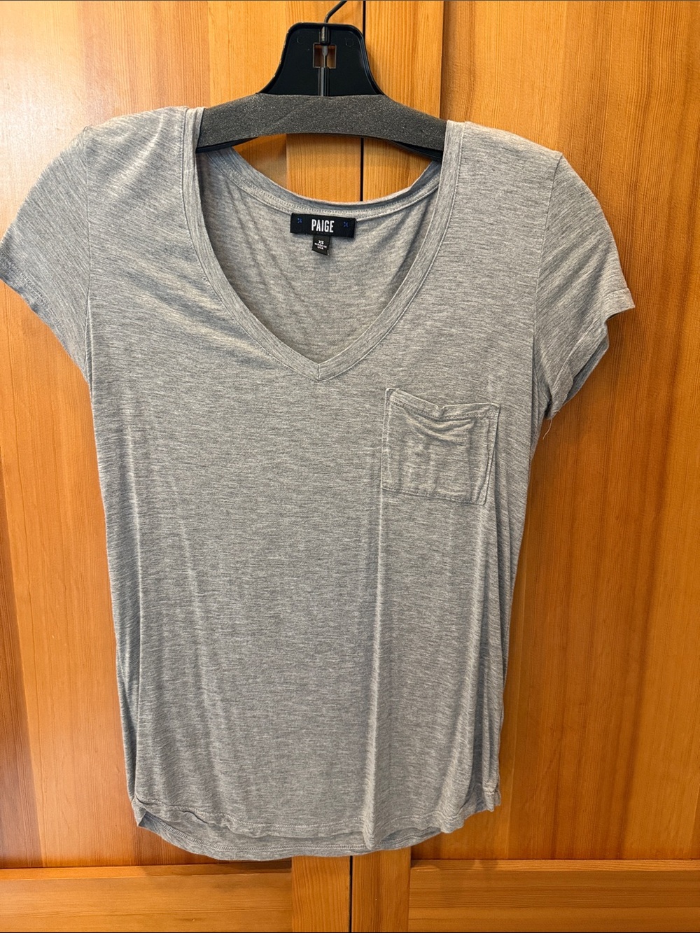 PAIGE Light Gray V-Neck Pocket Tee
